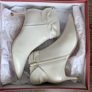 Maeve Ivory Pointed-Toe Ankle Booties